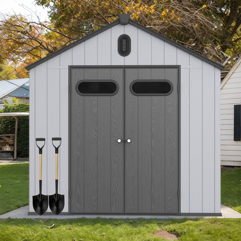 iYofe Large 8' x 10' Outdoor Resin Storage Shed, Plastic Shed w/Floor ...